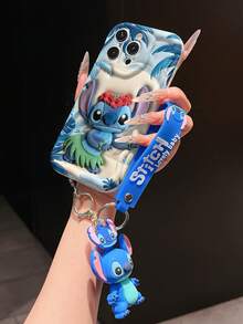 Disney Lilo And Stitch Phone Case : 3D Fluffy Pattern Border Protector Phone Soft Phone Case With A Free Cute Stitch Bracelet Chain Lanyard, Stitch, Lilo, Angel, For Apple 17 Promax 17 Pro 16 15 14 13 12 11 Pro Max XS Max X XR Soft Cover Summer Phone Case - 白色 - 查看 4