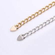 Cadena Decorativa para Cintura, Cinturón de Metal y PU para Mujer con Hebilla para Pantalones y Vestidos - Blanco, Plata - Ver 3