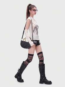 Niche Polka Dot Design Handbag For Women, High-End Elegant Box-Shaped Crossbody Bag - Black - View 5