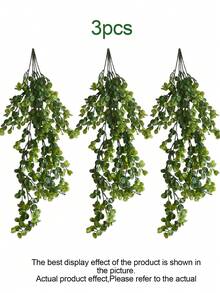 3件裝人造吊掛蕨類植物，人造吊掛植物，仿真吊掛蕨類，仿真吊掛尤加利，抗UV塑料植物，適用於室內外房間、居家裝飾、婚禮、陽台、門廊、牆面裝飾、居家、庭院、室內外層架、辦公室裝飾（綠色），1/3件（以實際產品為準） - 綠色 - 查看 10
