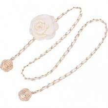 Cadena de Cintura para Mujer para Decorar Suéter, Cinturón Delgado de Metal PU con Flor Grande - Un color - Ver 7