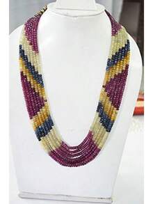 Collar de rubí natural multifacetado con borlas, collar de 7 líneas - 1 - Ver 3