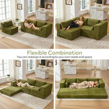STHOUYN Sofá cama convertible de chenilla plegable de 106 pulgadas, sofá modular de piso verde extraíble con almohada, sofá seccional de espuma viscoelástica sin resortes para sala de estar y recámara - Verde - Ver 5
