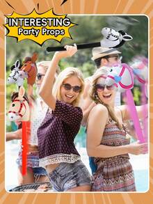 Inflatable Horse Head Cane Party Photo Prop, Waterproof Portable PVC Inflatable Decoration Stick, Foldable And Reusable, Suitable For Outdoor Backyard BBQ, Pool, Beach, Holiday Party - Multicolor - View 8