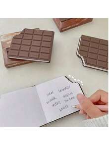 1/2/3pcs Chocolate Bar Shaped Notebook - Scented, Matte Finish, Grid Pages, Creative Student Mini Memo Pad, Portable Notebook School Supplies - Style 1 - View 3