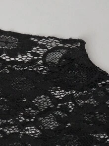 Women's Black Sheer Lace Blouse, A Sexy Yet Elegant Street Style Top, Slim Fit For Everyday Wear. - Black - View 9