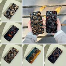 Funda para iPhone 17/16/15/14/13/12/11 Pro Max/16Plus/XS con Diseño de Engranajes Mecánicos, Funda Protectora Suave Negra, Personalizada, Creativa, Anti-caídas, de Borde Completo, a la Moda - z8 - Ver 2