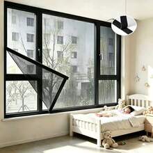 Cortina de ventana semitransparente negra, mosquitera mejorada, pantalla a prueba de insectos para ventana y puerta, malla de ventana, diseño autoadhesivo, instalación fácil sin perforación; múltiples tamaños disponibles - Ventanas mosquiteras - Ver 30