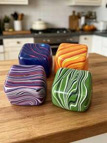 Fluid Pattern Ice Cube Square Squeeze Toy, Soft Touch, Can Be Squeezed And Deformed Freely, Great Choice For Stress Relief And Mood Improvement, Party Gift|Birthday Gift|Holiday Gift - 彩色 - 查看 5