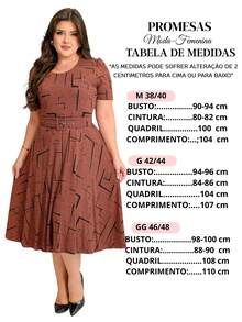 GODÊ MIDI DRESS WITH FULL SKIRT WITH BELT AND GEOMETRIC PRINT - Rust Brown - View 5