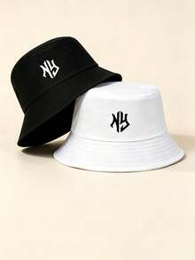 1 pieza Sombrero de cubo bordado NY unisex, protección solar, transpirable, nuevo estilo versátil, adecuado para ocio al aire libre y protección solar - Multicolor - Ver 16