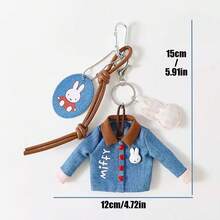 MIFFY 官方可愛迷你牛仔套裝鑰匙圈，金屬鎖扣包包吊飾墜飾，附珠飾掛繩，卡通兔子櫻桃星星裝飾配件，2026 熱門 Tk Ins 風格可愛玩具飾品 - 彩色 - 查看 14