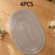 1 buah/4 buah/8 buah Alas Piring Oval Anti Selip Tahan Panas, Cocok Untuk Dapur, Ruang Makan, Pesta Luar Ruangan, Terutama Untuk Perjamuan dan Acara Liburan - Light Grey - View 9