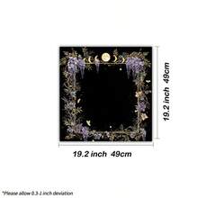 1pc Tarot Card Tablecloth, Pentagram Flower And Plant Card, Witchcraft Altar, Divination, Board Game Decoration Mat - Black - View 4