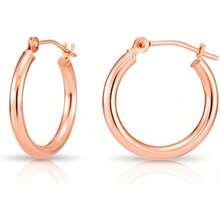 arete de aro redondos de oro rosa de 14 quilates, tubo de 2 mm - 35 mm - Ver 1