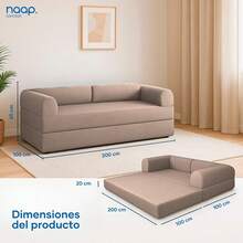 Sofá Cama Teddy Smooth |   Diseño Convertible |   Hecho 100% de Espuma |   Comodidad y Versatilidad |   200x100x65 cm (Azul Marino) - Gris pardo - Ver 4