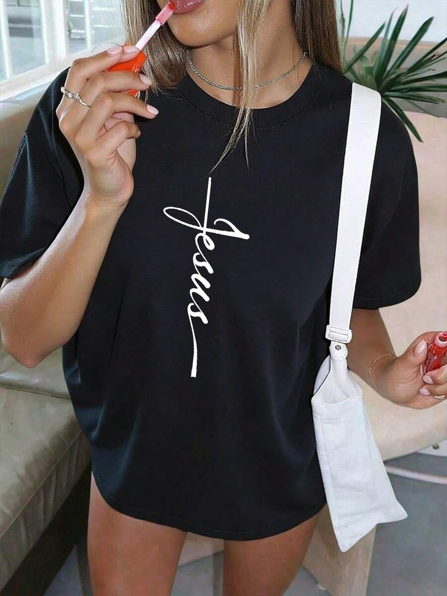 Valentine's Day T-Shirt, A Women's American Retro Style Short-Sleeved T-Shirt With A Loose Fit, Featuring Heart Prints, Heart Shapes And New York Lettering, M - 1 - 查看 1