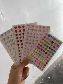 2 piezas de pegatinas de strass 3D para la cara, patrón de corazón con ojo rasgado, colores brillantes, decoración de maquillaje para fiesta, duraderas, estilo Y2K, para Navidad, San Valentín y festival de música, decoración con brillo para cara, Body, uñas y cabello - Multicolor - Ver 11