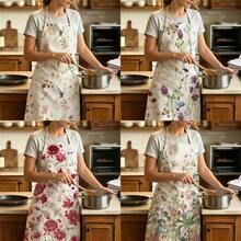 1pc Watercolor Wildflower Print Apron - Sleeveless Design, Durable And Comfortable Fit, With Mori Style Pastel Pastoral Pattern, Suitable For Cooking, Baking And Home Cleaning, Household Cleaning, Housework Apron, Home Uniform, Hand-Painted Handmade Gardening Apron, Fun Holiday Gift - Multicolor - View 3