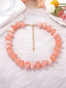 1pc Bohemian Multi-Layer Colorful Oval Beaded Necklace For Women, Rainbow Mixed Gemstone Design, Chunky Statement Collar Style, Suitable For Women, Perfect For Beach Vacation, Daily Travel Wear, Beach Accessory, Women's Summer Accessory, Summer Jewelry, Back To School Gift, Summer Vibe - Multicolor - View 7