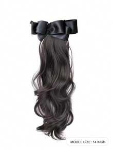 Elegant Synthetic Silk Bowknot Banana Claw Clip Ponytail Wig With Grab Clip Long Wavy Layered Ponytail For Women Daily Use, Halloween - Multicolor - View 8