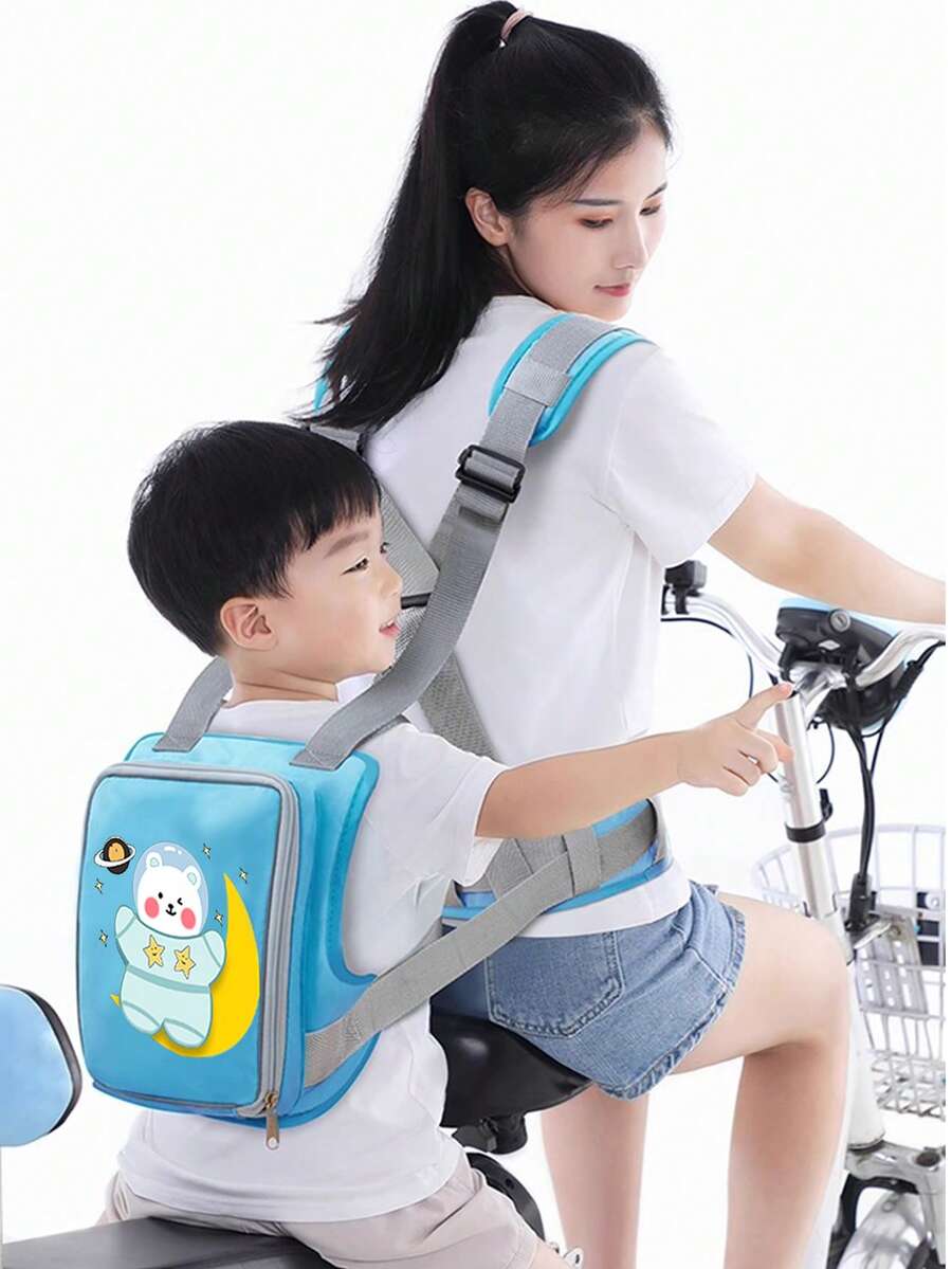 摩托車兒童安全帶 防摔騎行束帶 戶外嬰兒背帶 自行車嬰兒安全帶 摩托車座墊束帶 一體式收納設計 前後皆可用 - 彩色 - 查看 1
