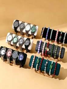 1pc/2pcs Wooden Single-Layer Bracelet Storage Rack, Headband, Necklace, Watch Bracelet Display Stand, Jewelry Headband Display Prop, Decorative Display Rack, Suitable For Retail Display, Trade Exhibition And Personal Collection Storage, Watch Bracelet Display Rack, Bracelet Rack, Countertop Jewelry Display Prop - Log Flat Single Layer Bracelet Stand - View 4