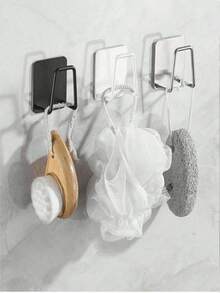 1/3 Piecesstainless Steel Kitchen Sink Sponge Rack, Drain Rack, Wall-Mounted Storage Rack Hook, No-Drill Kitchen Storage Rack, Sponge And Washbasin Bracket, Easy To Install, Space-Saving, Practical Hooks, Kitchen Accessories, Christmas Gift. - Multicolor - View 10