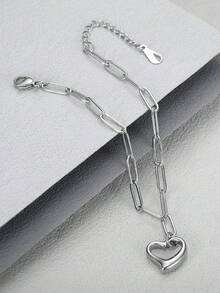 MONALLY Minimalist Hollow Silver Heart Charm Link Bracelet Stainless Steel Love Bracelets For Teen Girls Women Birthday Gift Daily Wear Fashion Jewelry - Love Bracelet - View 5