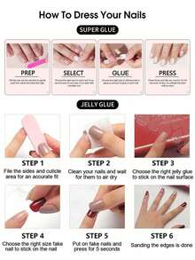 Long Rectangular White French Glitter Design Nail Art Set, Perfect Fit For Fake Nails, Suitable For Women's Party, Ball And Daily Casual Wear - 白色 - 查看 6