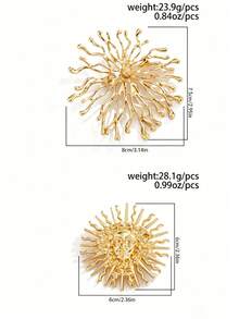 1pc Fashion Metal Sun Goddess Women's Brooch, Personalized Geometric Gold Coral Suit Pin, Decorative Multi-Purpose Brooch - Multicolor - View 3