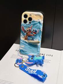 Disney Lilo And Stitch Phone Case : 3D Fluffy Pattern Border Protector Phone Soft Phone Case With A Free Cute Stitch Bracelet Chain Lanyard, Stitch, Lilo, Angel, For Apple 17 Promax 17 Pro 16 15 14 13 12 11 Pro Max XS Max X XR Soft Cover Summer Phone Case - 白色 - 查看 5