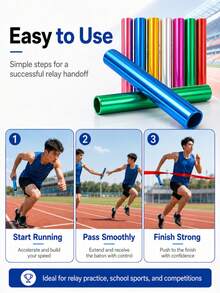 Testigo de relevos de aleación de aluminio reforzado, testigo de relevos chapado en oro, adecuado para competición y entrenamiento - Multicolor - Ver 10