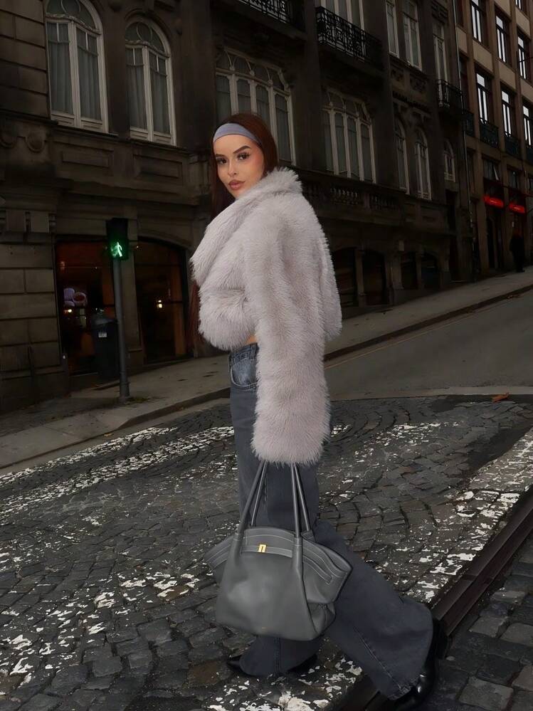 Hana - Bolso mediano de gamuza sintética para mujer - gris pizarra - Añade 3