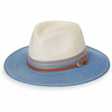 Wallaroo Hat Company Petite Kristy Fedora - UPF 50+, borde ancho, plegable, tamaño ajustable para tallas de corona más pequeñas - Marfil/Coral - Ver 12