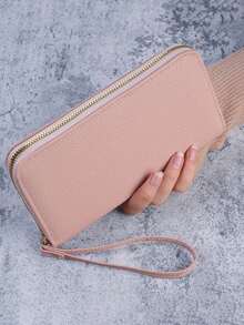 Pointer jumping Women's Long Zipper Wallet, Large Capacity Phone Bag, Fashionable Minimalist Solid Color Clutch, Coin & Card Holder - Multicolor - View 12
