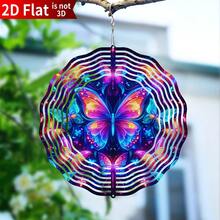 1pc Blue Butterfly Wind Spinner Pendant, 2D Flat Metal Wind Spinner, Suitable For Yard And Garden, 10 Inch Blue Powered Outdoor Wind Spinner Decoration, Large Spinfinity Wind Sculpture Decor, Colorful Wind Spinner Yard Art (Pendant Not Included), Random Style - A - View 9
