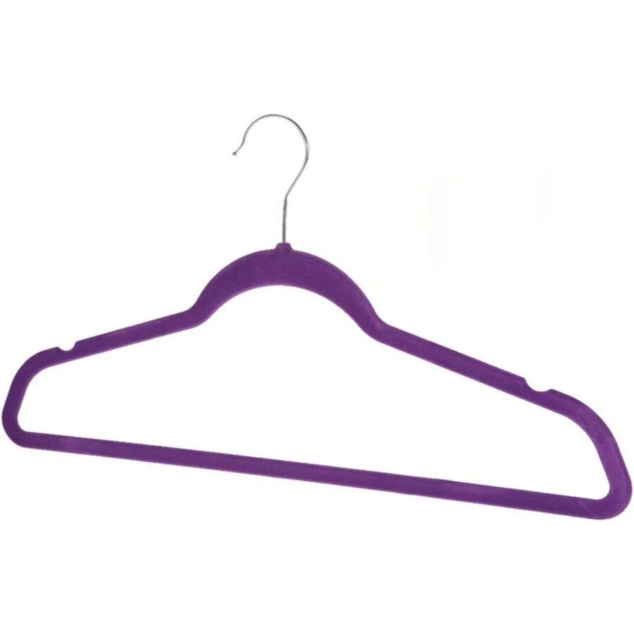 Perchas para ropa antideslizantes de terciopelo, perchas para trajes/camisas/pantalones, percheros para abrigos, 60 piezas, gris y morado (talla única) (morado, talla única) - Morado - Ver 1