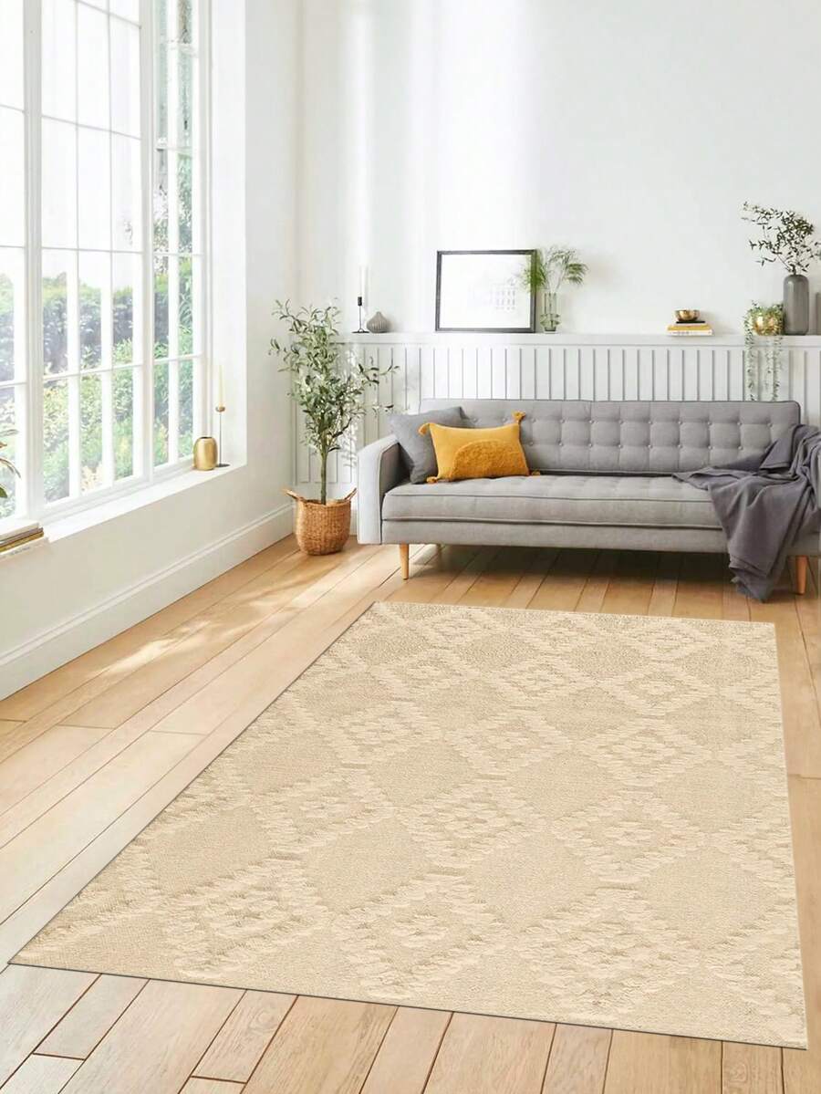 Digital Print Non-Slip Washable Runner Rug/Area Rug, Living Room Rug, Modern Design, Modern, Scandinavian, Bohemian And Classic Style, 100% Polyester, Made In Turkey - Beige - View 1