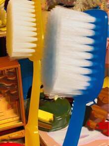 1pc Soft Bath Brush, Oversized Toothbrush Shaped Body Scrubber, Soft Bristle Back Scrubbing Brush, Gentle Exfoliation, Exquisite Bathroom Decor, Fun Home Cleaning Brush - Multicolor - View 11