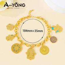 Fashion Dubai Hip-Hop Style 21K Gold Plated Middle Eastern Islamic Lucky Bracelet, Italian Women's Party Jewelry - Pendant Bracelet - View 16