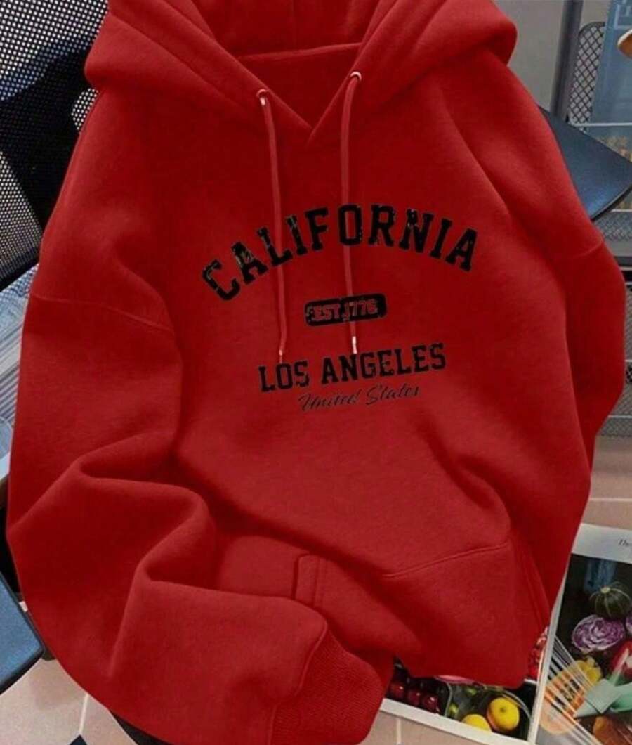 Sudadera con capucha de mujer Formen de nueva moda casual, suelta, de unicolor impreso, de manga larga, con gráfico G rinch corazón de manga larga para otoño/invierno, - Albaricoque - Ver 1