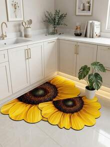 1pc Sunflower Floral Diatom Mud Bath Mat, Bathroom Rug, Door Mat, Small Rug, Carpet, Floor Mat, Home Decor, Area Rug, Outdoor Mat, Bedroom Carpet, Washable Rug, Mother's Day Gift - Multicolor 5 - View 1