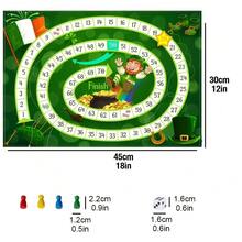 St. Patrick's Day Racing Strategy Board Game - Foldable Roll-Up Game Board With Dice And Game Pieces, Made Of Durable Linen Material, Suitable For St. Patrick's Day, Carnival And Game Night - Holiday Entertainment And Strategic Thinking Game - Multicolor - View 6