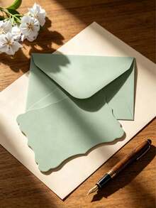 2/10pcs Mini Envelopes With Blank Note Cards, First Day Of School Teacher Gift Envelopes, Small Self-Adhesive Envelopes For Weddings, Small Parties, Love Letters, Holiday Greeting Cards, Graduation Ceremony Invitations, Baby Shower, Wedding And RSVP Cards - Green Envelope - View 1
