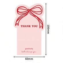 50 piezas Pegatinas de agradecimiento con lazo rosa, pegatinas adhesivas rectangulares simples para sellado de embalaje y decoración de regalos - Blanco (50 parches/paquete) - Ver 2