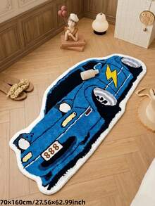 1pc, Summer New Arrival, Blue Lightning Sports Car Shaped Rug, Perfect For Bedroom, Living Room Decor, Decorative Rug, Bedroom Decor, Small Rug, Rug, Home Decor, Living Room Rug, Living Room Small Rug, Bedroom Rug, Living Room Home Decor, Outdoor Rug, Washable Rug - Multicolor - View 4
