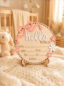 Baby Sachen Baby Essentials Rosa Schleife Hallo Welt Neugeborene Geburtsankündigung Plakette Holz Baby Namensschild Foto Requisite Baby Mädchen Sachen Schwangerschaftsankündigung - Verschiedenfarbig - Übersicht 9