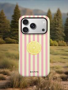 GIIPPA 1件粉黃色垂直條紋與檸檬片圖案手機殼，適用於Phone 17 Pro Max、16 Pro Max、15 Pro Max、14 Pro Max，韓系高端時尚趣味手機殼，兼容11/12/13/14/15/16 Pro Max Plus，優雅設計男女皆宜，聖誕節、情人節、復活節、婚禮季與生日送女友的完美禮物！ - 彩色 - 查看 6