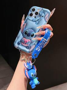 Disney Lilo And Stitch Phone Case : 3D Fluffy Pattern Border Protector Phone Soft Phone Case With A Free Cute Stitch Bracelet Chain Lanyard, Stitch, Lilo, Angel, For Apple 17 Promax 17 Pro 16 15 14 13 12 11 Pro Max XS Max X XR Soft Cover Summer Phone Case - 白色 - 查看 4